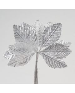 Silver satin leaves – 144 Pack