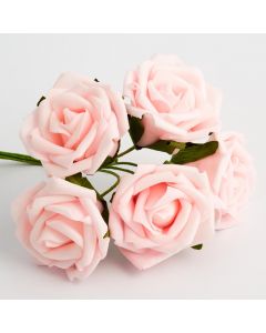 Pale pink 5cm Colourfast foam rose – bunch of 6