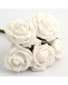 White 5cm Colourfast foam rose – bunch of 6