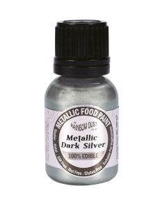 Rainbow Dust Metallic Edible Paint: Dark Silver (25ml)