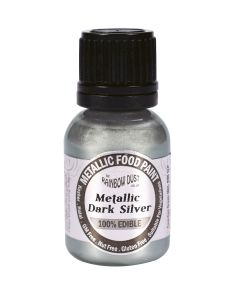 Rainbow Dust Metallic Edible Paint: Dark Silver (25ml) (Best Before End February 2024)