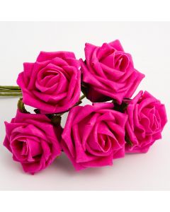 Hot pink 5cm Colourfast foam rose – bunch of 6
