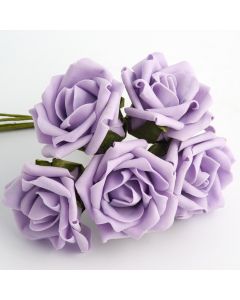 Lilac 5cm Colourfast foam rose – bunch of 6