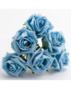 Light Blue 5cm Colourfast foam rose – bunch of 6