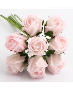 Pale Pink 3cm Colourfast foam rose – bunch of 8