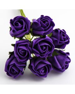 Purple 3cm Colourfast foam rose – bunch of 8