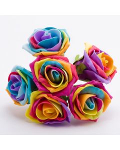 Rainbow / Pride 5cm Colourfast Foam Rose – Bunch of 6