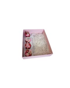 Large WHITE Hamper Box with Clear Lid & Insert for 4 Cupcakes  - 315mm x 250mm x 90mm 