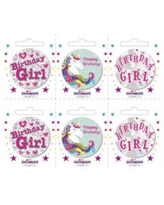 Birthday Girl Small Badge Kaleidoscope - 6pk