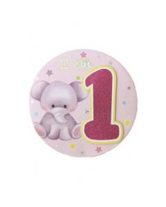 Age 1 Pink Elephant - Jumbo Badge