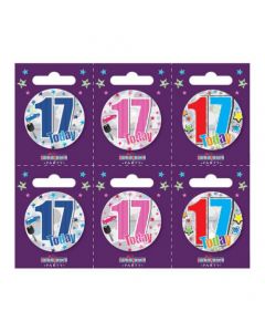 Age 17 Assorted Mix Small Badge - 6pk