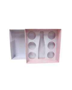 6 Cupcake & Mini Bottle White Box with insert and Clear Lid - 230mm x 230mm x 90mm
