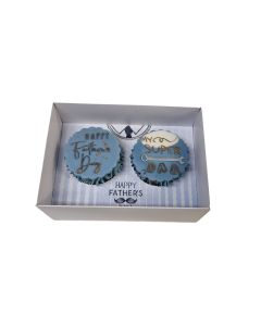 Father's Day Deep Cupcake Box with Clear Lid & Printed Tie Design Insert - 165mm x 115mm x 70mm