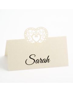 Filigree Heart Place Card – Pearlised Ivory – pack of 10