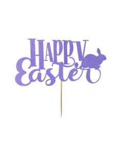 Cake Topper - Lilac Happy Easter With Bunny