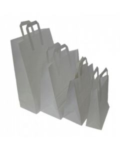 WBPB3574- Large White Block Bottom Paper Bags 10.25" X 11.75" X 5.5" (250 Pack)