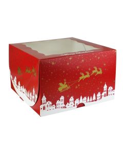 10"X10"X6" Christmas Cake Box With Window (Pack of 5) 