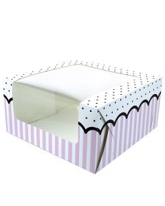 Pink Spots And Stripes Cake Box - 10" X 5" (Single)