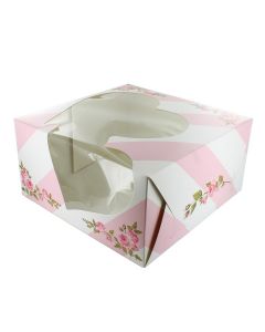 Pink Heart Window Cake Box - 10" X 5" (Single)