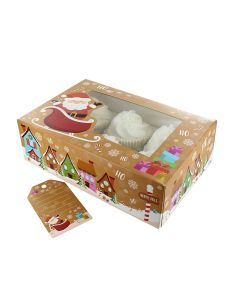 6/12 Cupcake Box & Gift Tag - Santa (Pack of 5)