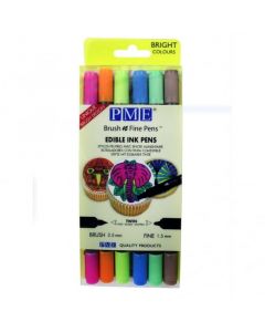 PME Brush N Fine Bright Edible Pen Pack Of 6