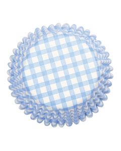 Blue Gingham Printed Baking Cases - 54