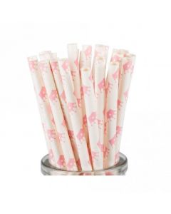 Princess Pink Royal Crowns Paper Straws x 25