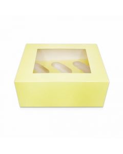 6 Cupcake Box Pastel Yellow (Pack of 5)