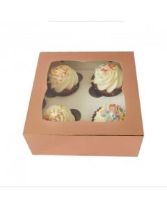 4 Cupcake Box Satin Rose Gold  (Pack of 5)