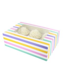 6 Cupcake Box - Bold Stripes  (Pack of 2)