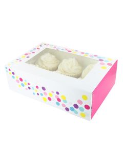 6 Cupcake Box - Pink Confetti   (Pack of 2)