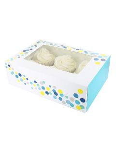 6 Cupcake Box - Teal Confetti   (Pack of 2)