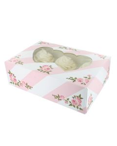 6 Cupcake Box - Pink Heart Window (Pack of 2)