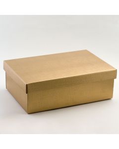 Gold silk – rectangular box & lid – 300x200x100mm  (10 Pack)