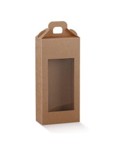 Rustic Kraft Carry Box with Window 130x70x280mm (10 Pack)