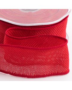 Red Country Hessian Wired Edge Ribbon - 38mm x 10M 