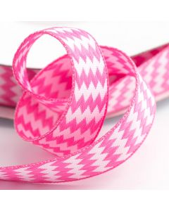 Bright Pink Chevron Ribbon - 15mm x 10M 