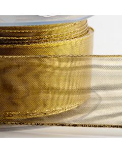 Gold lurex wired edge ribbon - 25 Metres