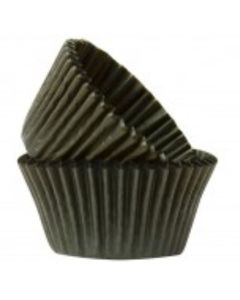 Black Plain Printed Muffin Cases - (50 Pack) 