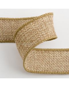 Natural Country Hessian Wired Edge Ribbon - 25mm x 10M 