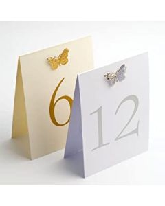 Ivory/Gold Stencil 3D Butterfly table numbers – 12 Pack