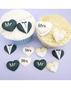 Mr & Mrs Love Heart Sugar Pipings