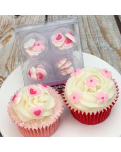 Pink Mini Hearts And Flowers Sugar Pipings