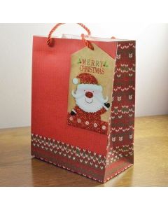 Medium Red Merry Christmas Gift Bag & Snowman Tag