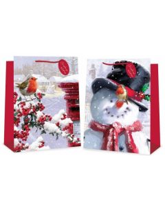 Snowman & Robin Medium Gift Bag