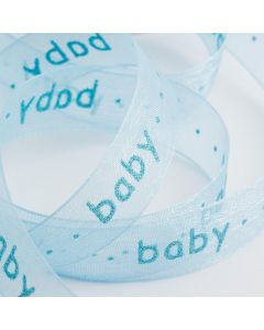 Blue Baby organza lurex ribbon – 15mm x 25m