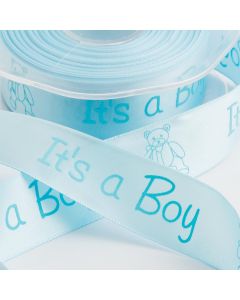 Pale Blue It’s a Boy satin ribbon – 25mm x 20m