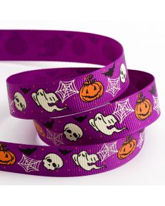 Spooky Halloween Purple Grosgrain Ribbon  – 16mm x 5M