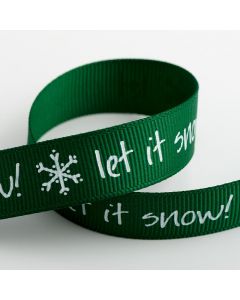 Let it Snow Green Christmas Grosgrain Ribbon – 16mm x 5M