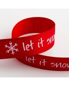 Let it Snow Red Christmas Grosgrain Ribbon – 16mm x 5M